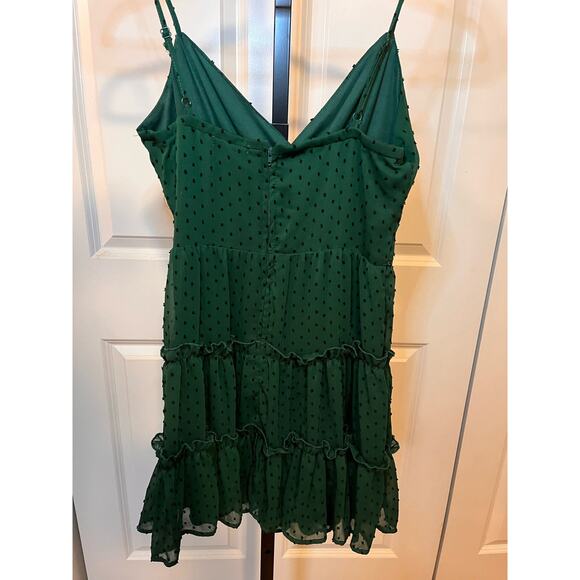 Angelise Clip Dot Tiered Mini Dress Holiday Dress - Picture 2 of 4